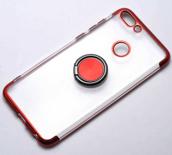 Huawei P Smart Kılıf Gess Silikon - Siyah-Kırmızı
