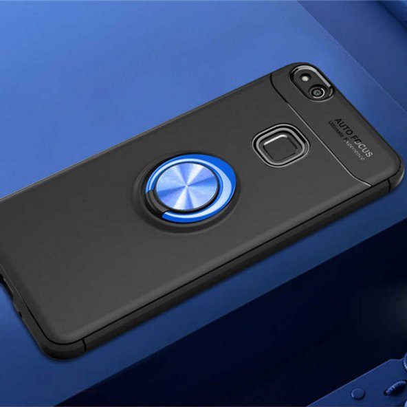 Huawei P10 Lite Kılıf Ravel Silikon Kapak - Siyah-Mavi