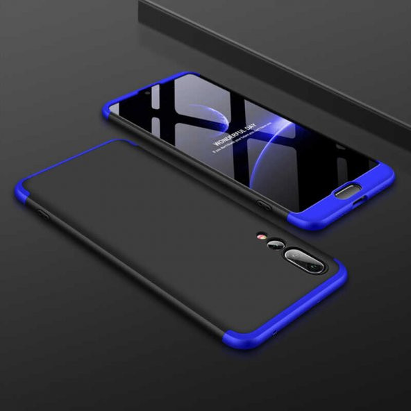 Huawei P20 Pro Kılıf Ays Kapak - Siyah-Mavi