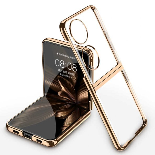 Huawei P50 Pocket Kılıf Kıpta Kapak - Gold