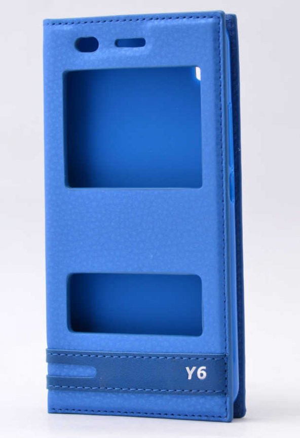 Huawei Y6 Kılıf Elite Kapaklı Kılıf - Mavi