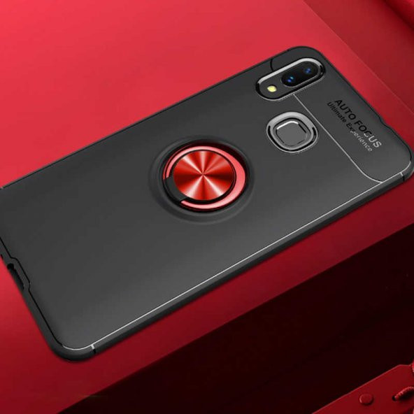 Huawei Y7 Prime 2019 Kılıf Ravel Silikon Kapak - Siyah-Kırmızı