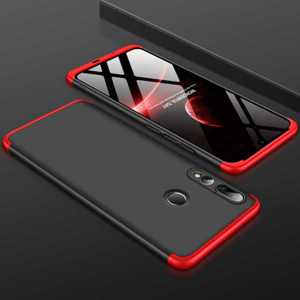 Huawei Y9 Prime 2019 Kılıf Ays Kapak - Siyah-Kırmızı