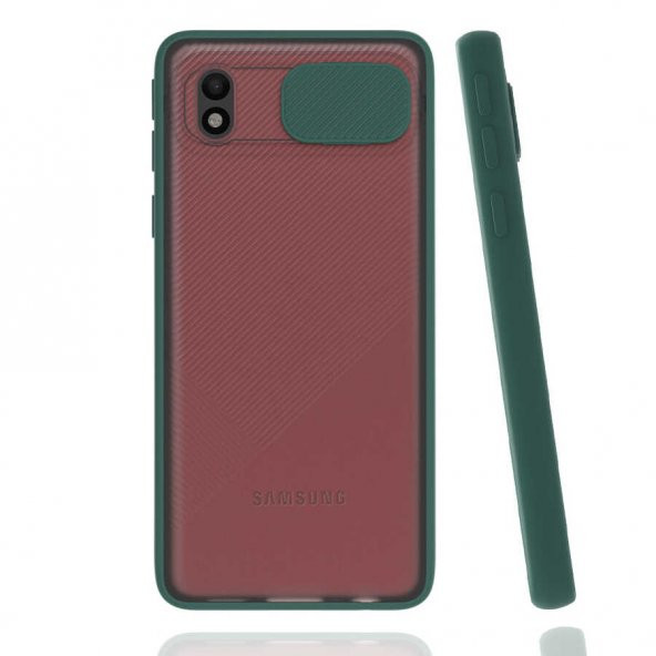 Samsung Galaxy A01 Core Kılıf Lensi Kapak - Koyu Yeşil