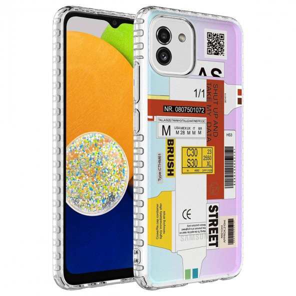 Samsung Galaxy A04 Kılıf Airbag Kenarlı Renkli Desenli Silikon Elegans Kapak - NO2