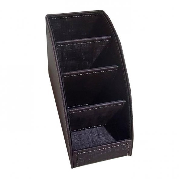 Inn Design Masaüstü Düzenleyici Deri Organizer Kumandalık Kalemlik 4 Gözlü İzmir Kahve DD-1186 - 2