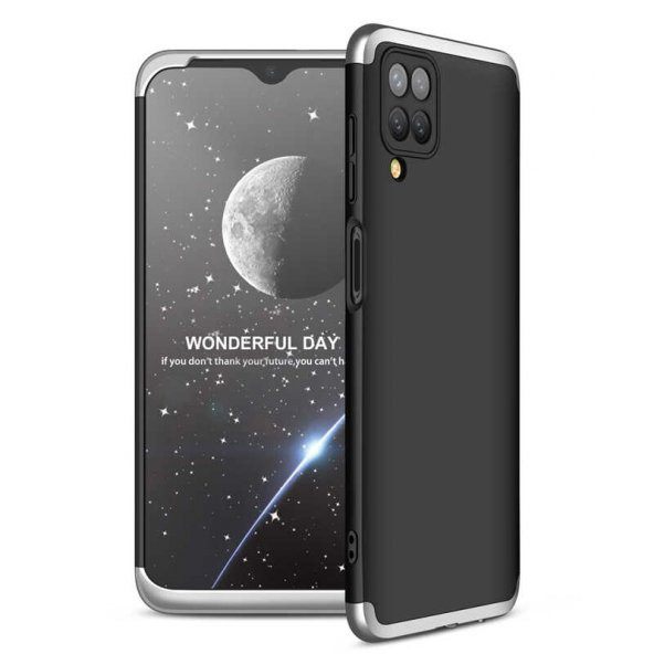 Samsung Galaxy A12 Kılıf Ays Kapak - Siyah-Gri