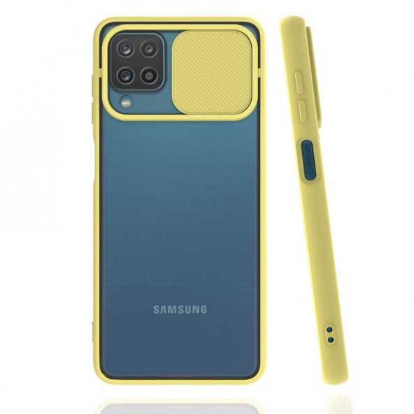 Samsung Galaxy A12 Kılıf Lensi Kapak - Sarı