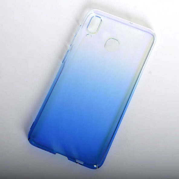 Samsung Galaxy A20 Kılıf Renkli Transparan Kapak - Mavi