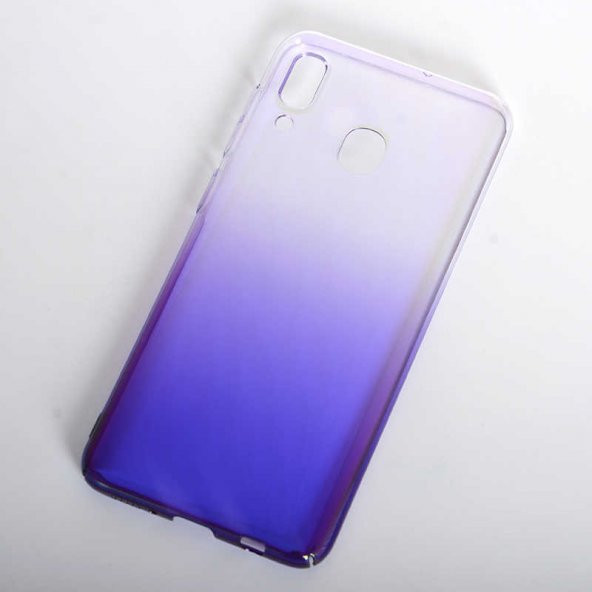 Samsung Galaxy A20 Kılıf Renkli Transparan Kapak - Mor