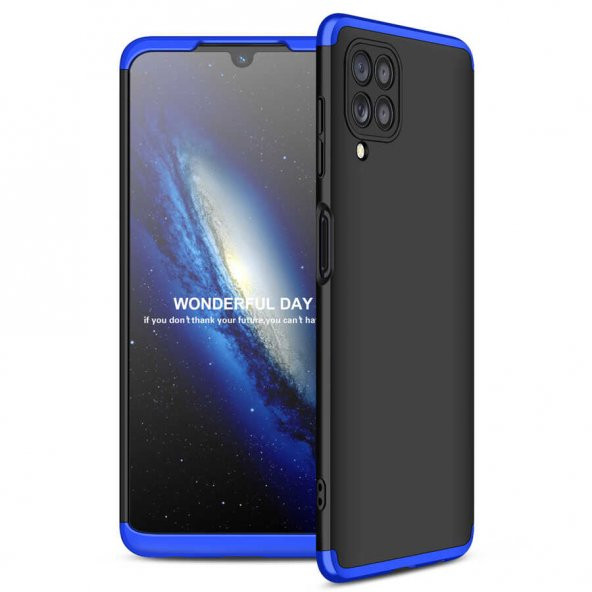 Samsung Galaxy A22 4G Kılıf Ays Kapak - Siyah-Mavi