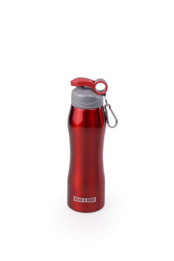 Bear&Deer İnce Pipetli Kırmızı Çelik Matara 750 Ml - MT0002