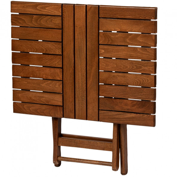 Marmaris Ahşap Bahçe Balkon Takımı: 60x80 Masa + 2 PVC Kumaşlı Sandalye Katlanır Set - 3