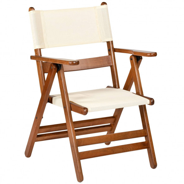 Marmaris Ahşap Bahçe Balkon Takımı:70x70 Masa + 2 PVC Kumaşlı Sandalye Katlanır Set - 4
