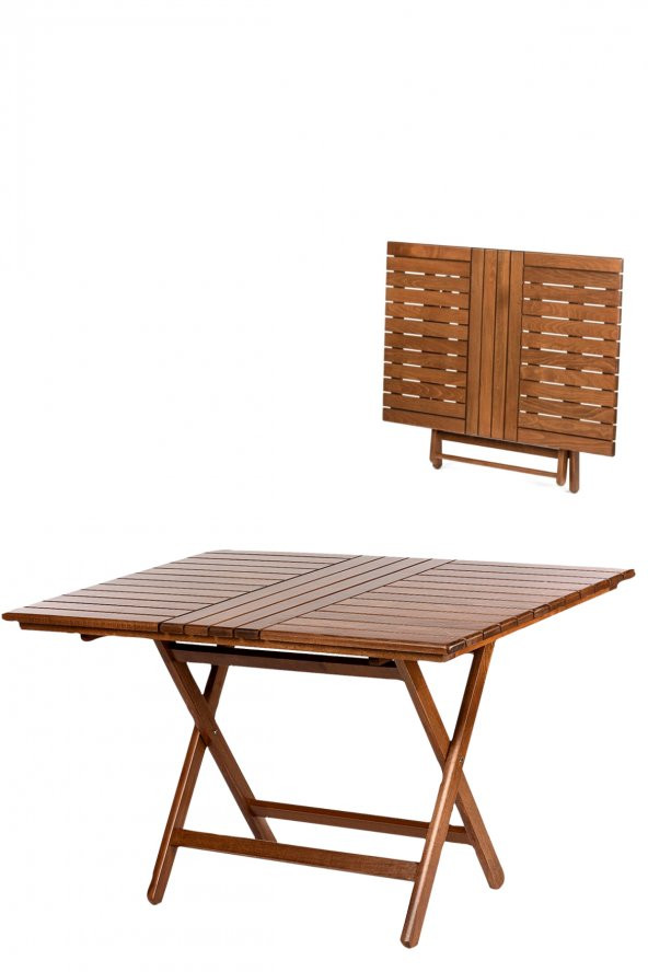 London Atina Katlanır Ahşap Bahçe Balkon Takımı -70x120 Masa + 4 Sandalye Set