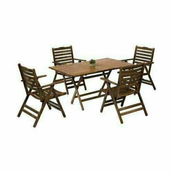 Madrid Atina Ahşap Bahçe Takımı, Katlanır Balkon Set (60x60 Masa + Kolçaklı Kademeli 2 Sandalye) - 8