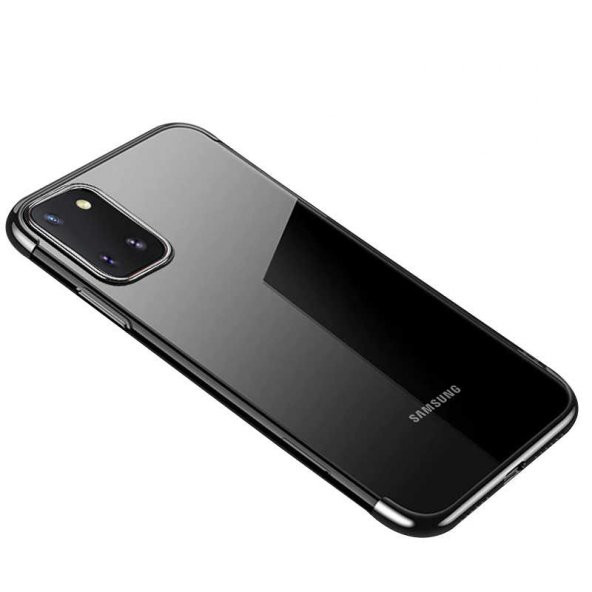 Samsung Galaxy A81 (Note 10 Lite) Kılıf Dört Köşeli Lazer Silikon Kapak - Siyah