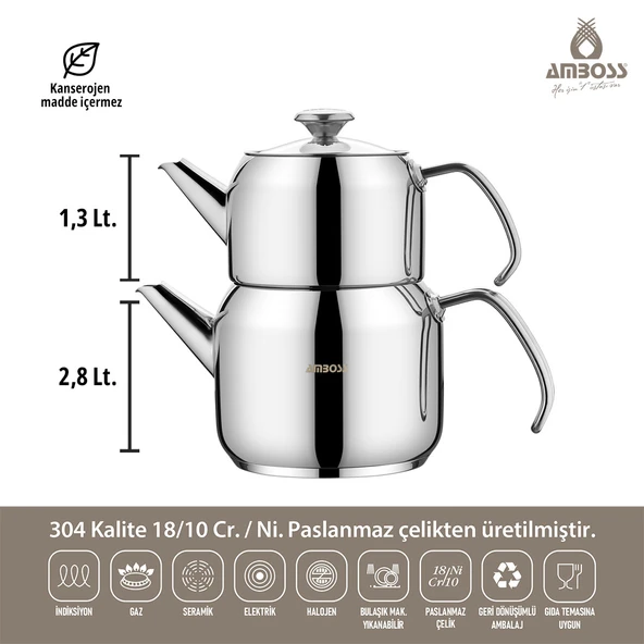 Amboss Cool Paslanmaz Çelik Büyük Boy Çaydanlık - 2