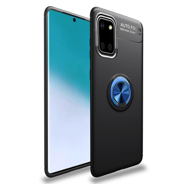Samsung Galaxy A81 (Note 10 Lite) Kılıf Ravel Silikon Kapak - Siyah-Mavi