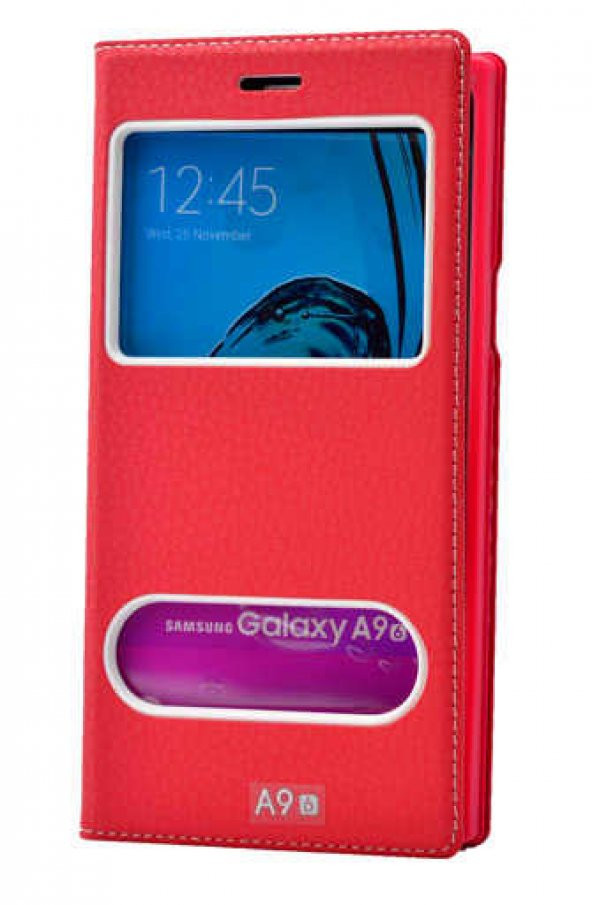 Samsung Galaxy A9 2016 Kılıf Dolce Kapaklı Kılıf - Kırmızı