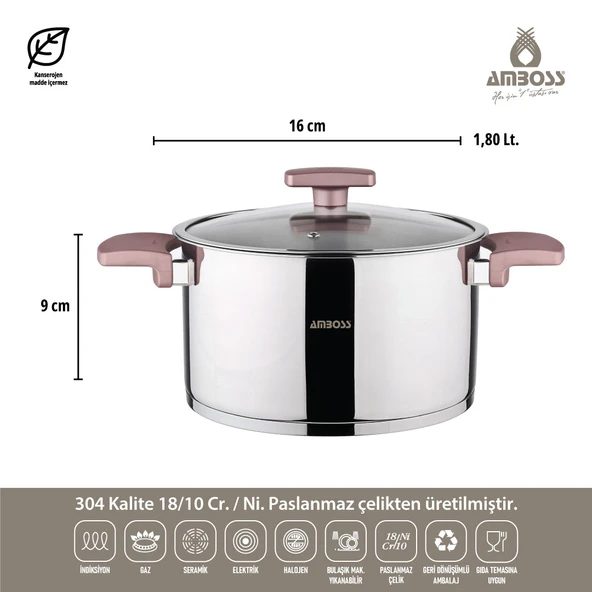 Amboss Enio 8 Parça Paslanmaz Çelik Tencere Seti Rose Gold - 3