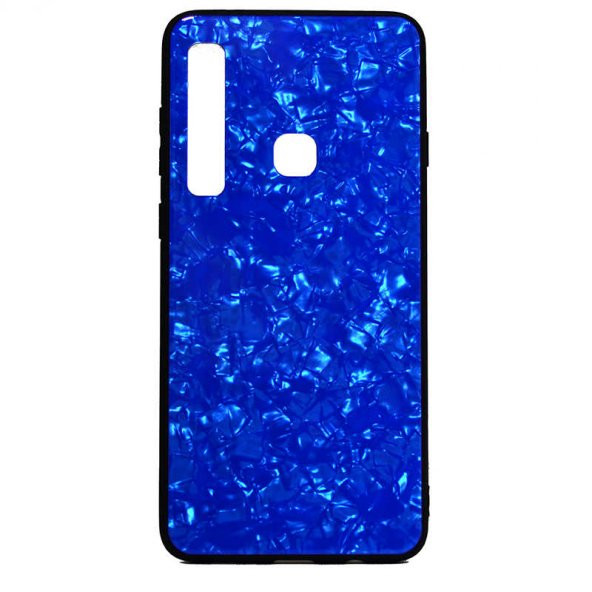 Samsung Galaxy A9 2018 Kılıf Marbel Cam Silikon - Mavi