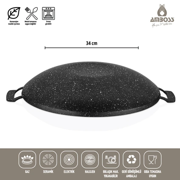 Amboss Violet Döküm Saç Kavurma & Gözleme Tavası - 3