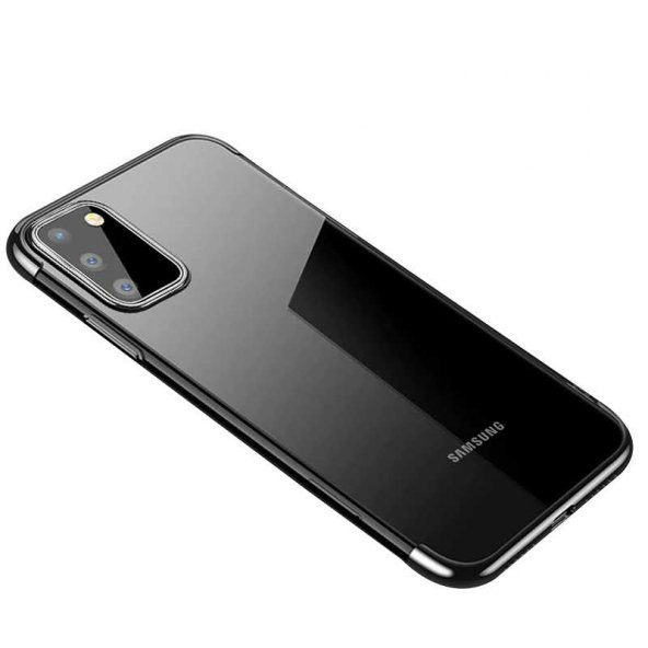Samsung Galaxy A91 (S10 Lite) Kılıf Dört Köşeli Lazer Silikon Kapak - Siyah