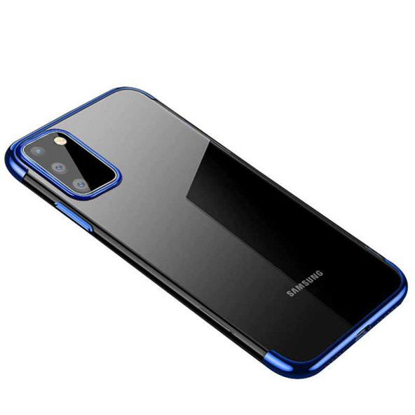 Samsung Galaxy A91 (S10 Lite) Kılıf Dört Köşeli Lazer Silikon Kapak - Mavi