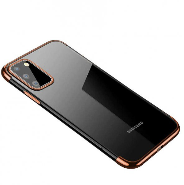 Samsung Galaxy A91 (S10 Lite) Kılıf Dört Köşeli Lazer Silikon Kapak - Rose Gold