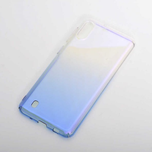 Samsung Galaxy M10 Kılıf Renkli Transparan Kapak - Mavi