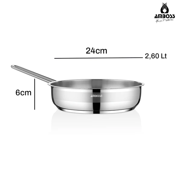 Amboss Saphire Paslanmaz Çelik 24 cm Kapaksız Çelik Tava - 5