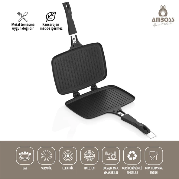 Amboss Kuvars Döküm Ocak Üstü Tost Tavası - 2