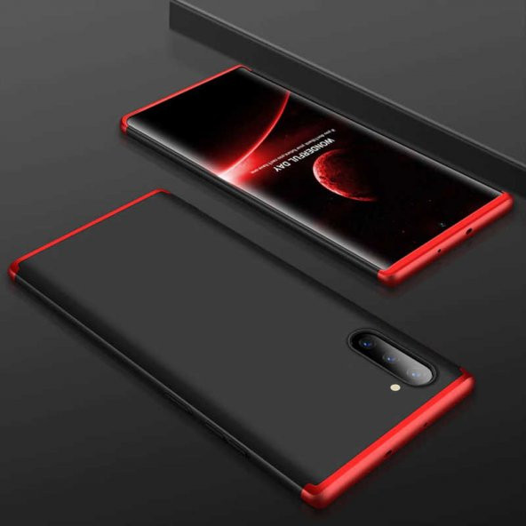 Samsung Galaxy Note 10 Kılıf Ays Kapak - Siyah-Kırmızı