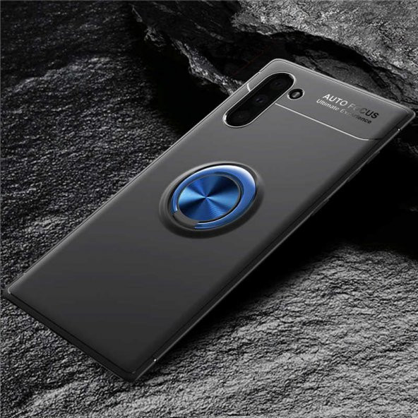 Samsung Galaxy Note 10 Kılıf Ravel Silikon Kapak - Siyah-Mavi