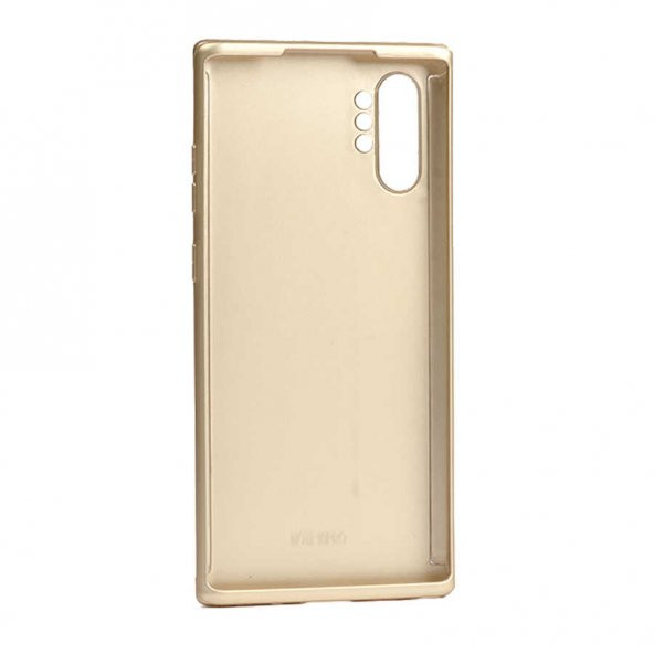 Samsung Galaxy Note 10 Plus Kılıf 360 3 Parçalı Rubber Kapak - Gold