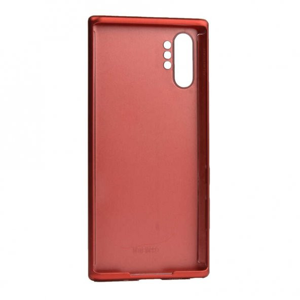 Samsung Galaxy Note 10 Plus Kılıf 360 3 Parçalı Rubber Kapak - Kırmızı