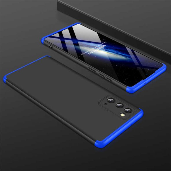 Samsung Galaxy Note 20 Kılıf Ays Kapak - Siyah-Mavi