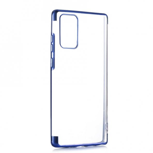 Samsung Galaxy Note 20 Kılıf Dört Köşeli Lazer Silikon Kapak - Mavi