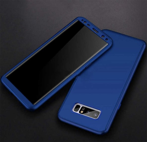 Samsung Galaxy Note 8 Kılıf 360 3 Parçalı Rubber Kapak - Lacivert