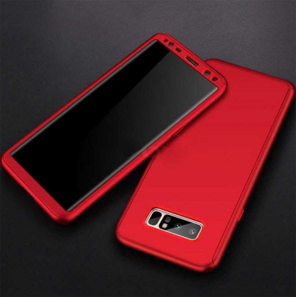 Samsung Galaxy Note 8 Kılıf 360 3 Parçalı Rubber Kapak - Kırmızı