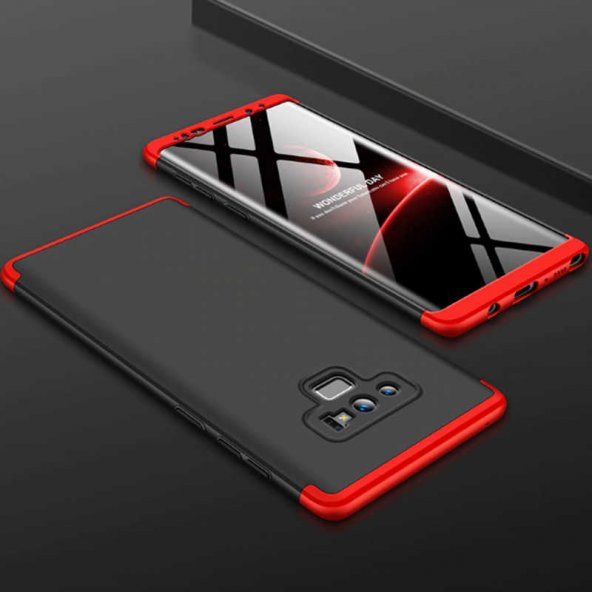 Samsung Galaxy Note 9 Kılıf Ays Kapak - Siyah-Kırmızı