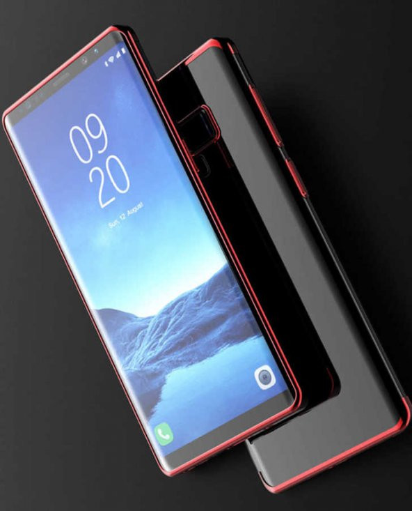 Samsung Galaxy Note 9 Kılıf Dört Köşeli Lazer Silikon Kapak - Kırmızı