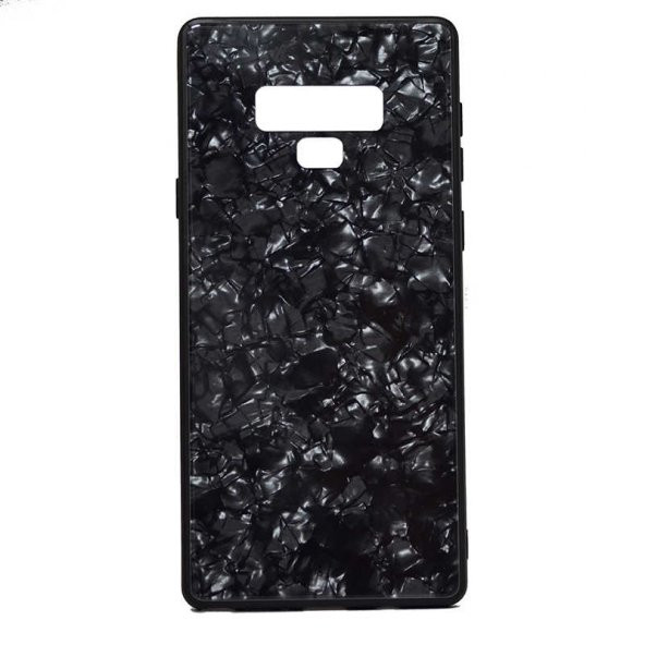 Samsung Galaxy Note 9 Kılıf Marbel Cam Silikon - Siyah