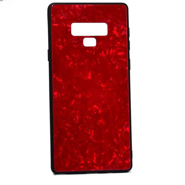 Samsung Galaxy Note 9 Kılıf Marbel Cam Silikon - Kırmızı