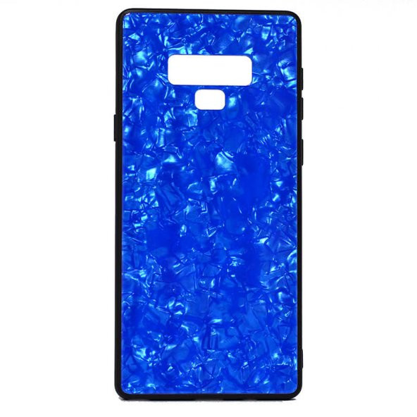 Samsung Galaxy Note 9 Kılıf Marbel Cam Silikon - Mavi
