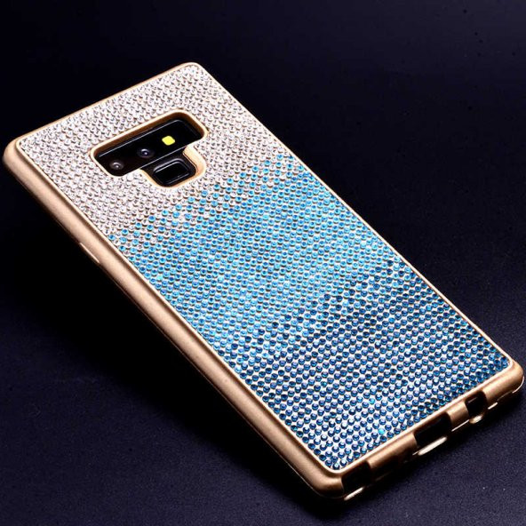 Samsung Galaxy Note 9 Kılıf Mat Lazer Taşlı Silikon - Mavi