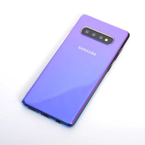 Samsung Galaxy S10 Kılıf Renkli Transparan Kapak - Mavi