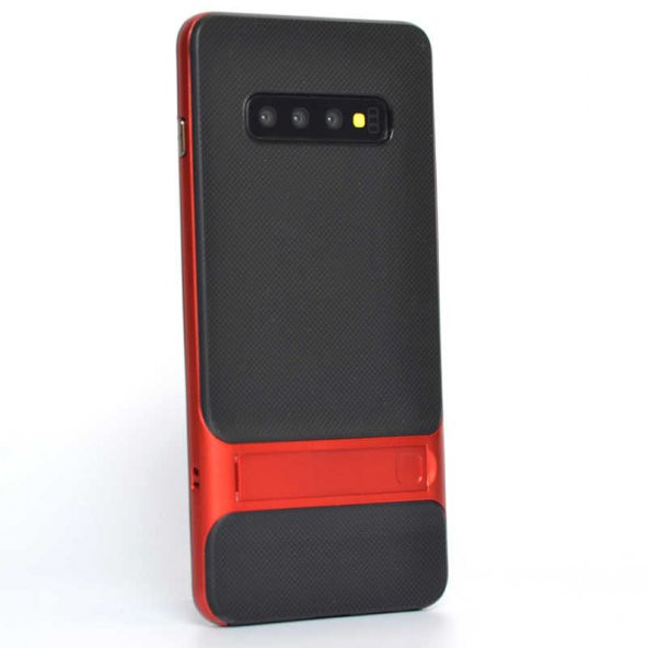 Samsung Galaxy S10 Kılıf Standlı Verus Kapak - Kırmızı