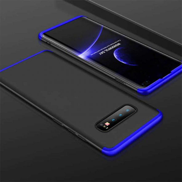 Samsung Galaxy S10 Plus Kılıf Ays Kapak - Siyah-Mavi